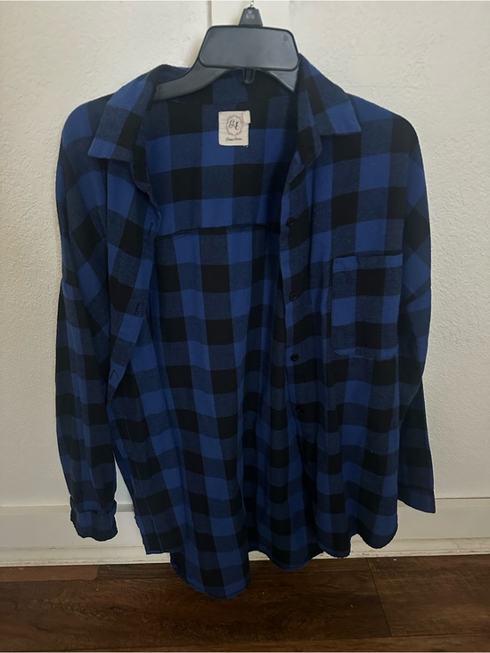 Grace Tops - Grace Blue and Black Buffalo Plaid Shirt Jacket